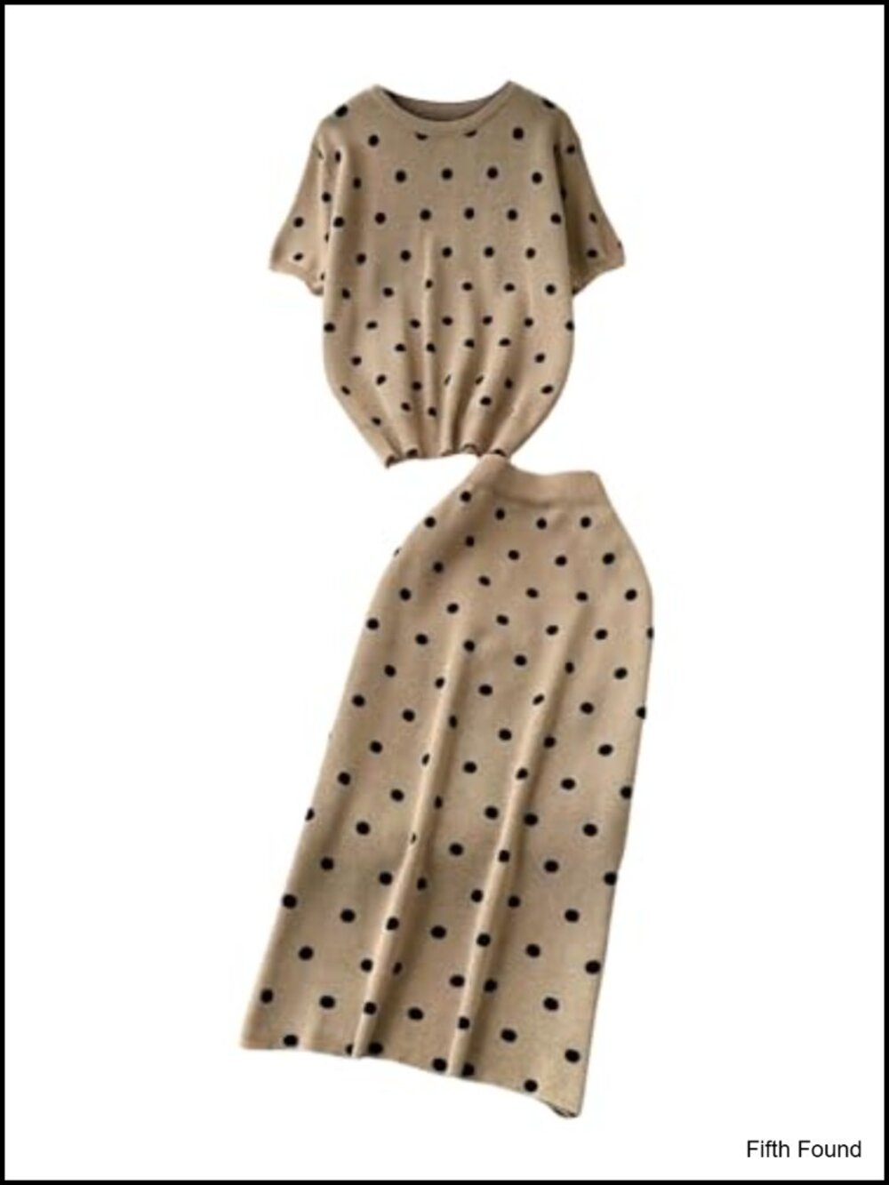 Women's 2 Piece Polka Dots Sweater Skirt Set Short Sleeve Matching Outfit